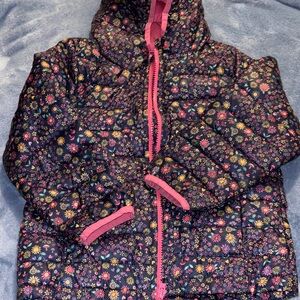 Kohl's Kids Floral Puffer Jacket - Black and Pink